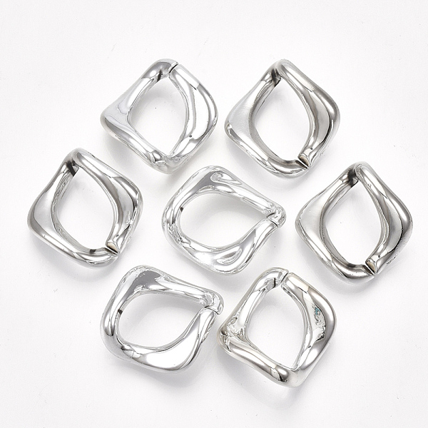 

PandaHall UV Plating ABS Plastic Linking Rings, Quick Link Connectors, For Curb Chains Making, Unwelded, Twist, Platinum, 26x25x14mm, Inner...