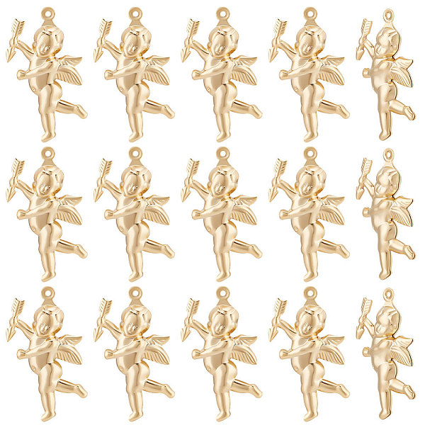

PandaHall Beebeecraft 30Pcs Brass Pendants, Long-Lasting Plated, Cupid, Real 24K Gold Plated, 29x16x5mm, Hole: 0.8mm Brass Others