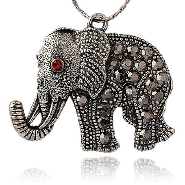 

PandaHall Tibetan Style Alloy Rhinestone Big Pendants, Cadmium Free & Lead Free, Elephant, Antique Silver, Hematite, 43x51x5.5mm, Hole..., Black