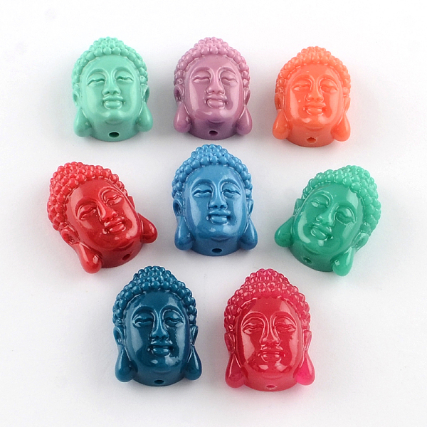 

PandaHall Dyed Buddha Head Synthetical Coral Beads, Mixed Color, 24~25x16x10.5mm, Hole: 2mm Synthetic Coral Human Multicolor