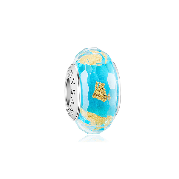 

PandaHall TINYSAND Faceted Glass European Beads, with Platinum Plated 925 Sterling Silver Double Cores, Large Hole Rondelle Beads, Sky Blue...