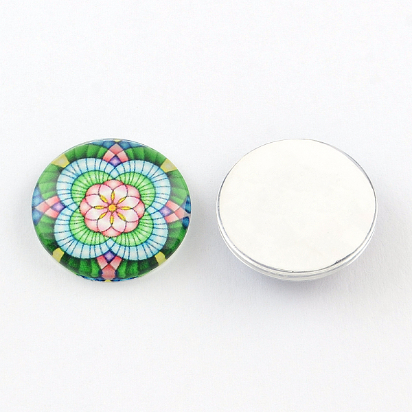 

PandaHall Half Round/Dome Kaleidoscope Photo Glass Flatback Cabochons for DIY Projects, Mixed Color, 12x4mm Glass Half Round Multicolor