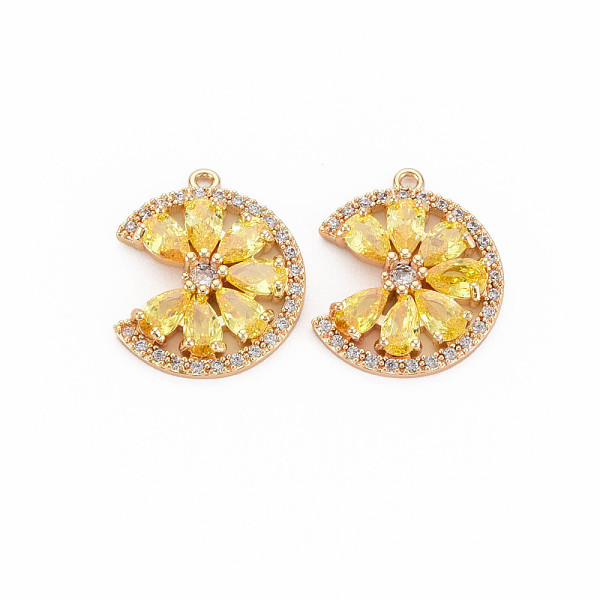 

PandaHall Brass Micro Pave Cubic Zirconia Charms, with Glass, Nickel Free, Real 18K Gold Plated, Flower, Gold, 18x15x3mm, Hole: 1mm...