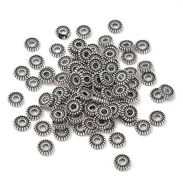 

PandaHall Tibetan Style Alloy Spacer Beads, Flat Round, Antique Silver, 8x2mm, Hole: 2mm Alloy Flat Round