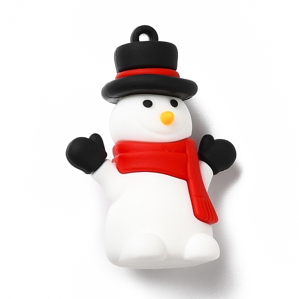 

PandaHall Christmas PVC Plastic Big Pendants, Snowman, White, 51x37x22mm, Hole: 3mm PVC Snowman White