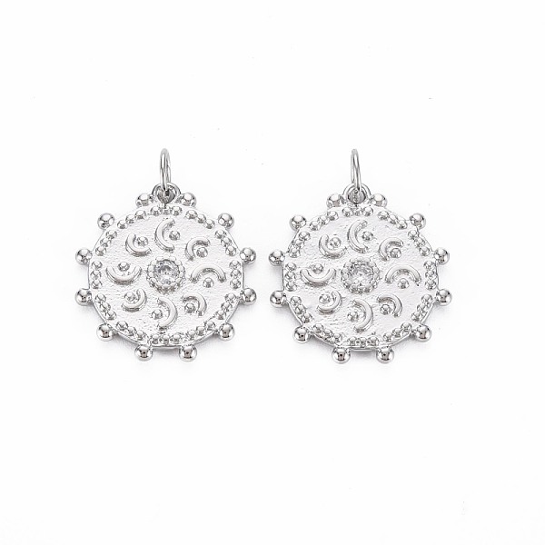 

PandaHall Brass Micro Pave Clear Cubic Zirconia Pendants, Nickel Free, Moon, Real Platinum Plated, 18x17x1.5mm, Jump Ring: 5x0.5mm, Inner...