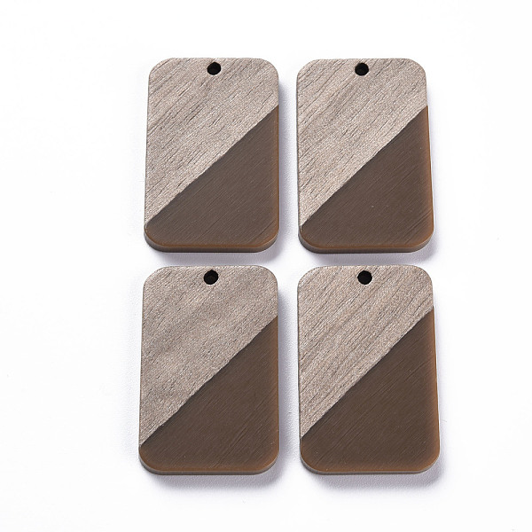 

PandaHall Opaque Resin & Walnut Wood Pendants, Two Tone, Rectangle, Camel, 32.5x21x3mm, Hole: 2mm Resin+Wood Rectangle Brown