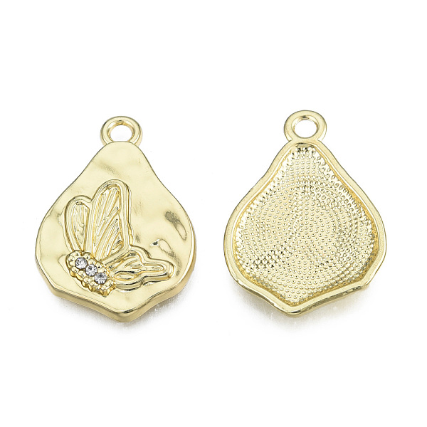 

PandaHall Rack Plating Alloy Pendants, with Crystal Rhinestone, Twist Teardrop with Butterfly, Cadmium Free & Nickel Free & Lead Free, Light..., Clear