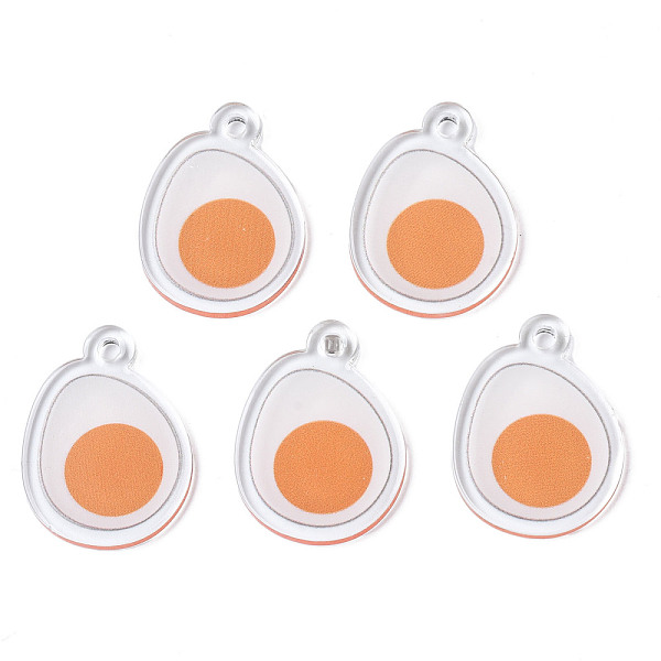 

PandaHall Translucent Acrylic Pendants, Double-Faced Printed, Pan Fried Egg, Sandy Brown, 39.5x22x2mm, Hole: 2mm Acrylic Fruit