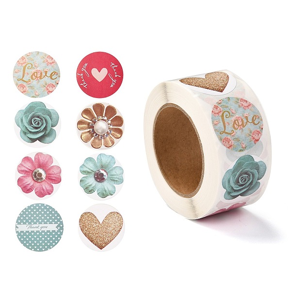 

PandaHall 3D Flower & Heart Pattern Roll Stickers, Self-Adhesive Paper Gift Tag Stickers, for Party, Decorative Presents, Mixed Color..., Multicolor