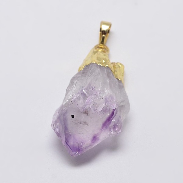 Natural Amethyst Nuggets Golden Plated Pendants