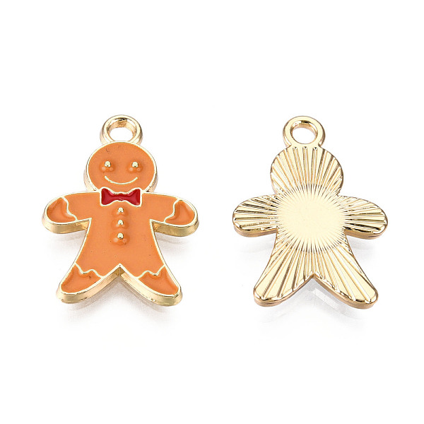 

PandaHall Alloy Enamel Pendants, for Christmas, Light Gold, Gingerbread Man, Dark Orange, 20.5x14x2mm, Hole: 2mm Alloy+Enamel Human Orange