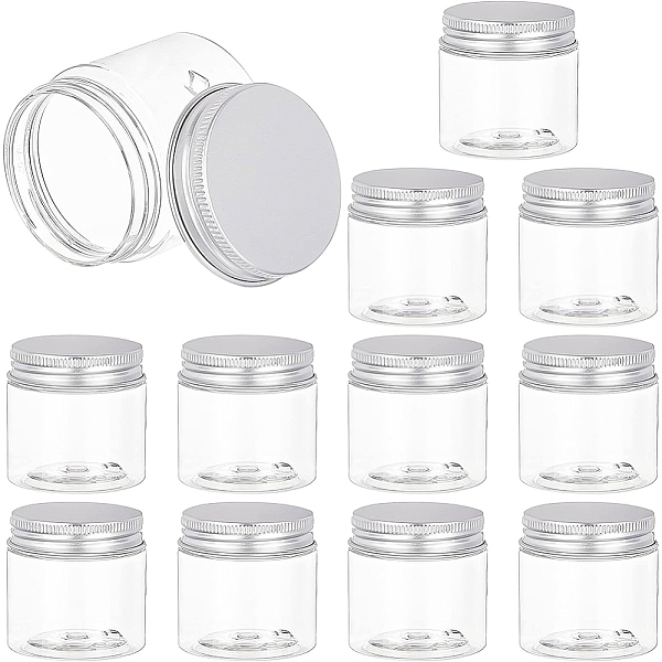

PandaHall BENECREAT 12 Pack 2oz/60ml Column Plastic Clear Storage Containers Jars Organizers with Aluminum Screw-on Lids, Portable for...