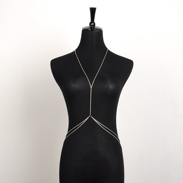 

PandaHall Double Layer Chain Body Necklace for Sexy Women, with Iron Chains and Alloy Lobster Claw Clasps, Platinum, 18 inch Iron