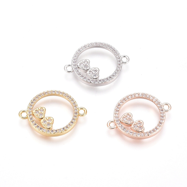 

PandaHall Brass Micro Pave Clear Cubic Zirconia Links connectors, Long-Lasting Plated, Flat Round with Heart, Mixed Color, 22x16.5x2.5mm...