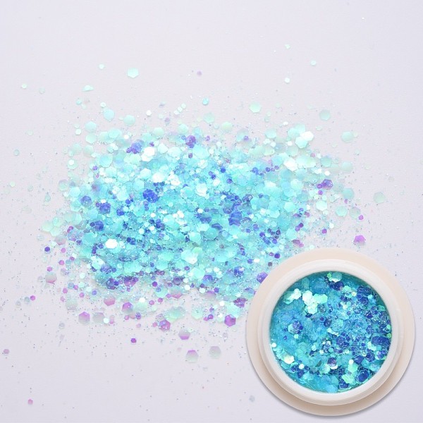 

PandaHall Shiny Nail Art Glitter Flakes, Hexagon Chunky Sequins, DIY Sparkly Paillette Tips Nail, Deep Sky Blue, 0.1~3x0.1~3mm, about 1g/box...