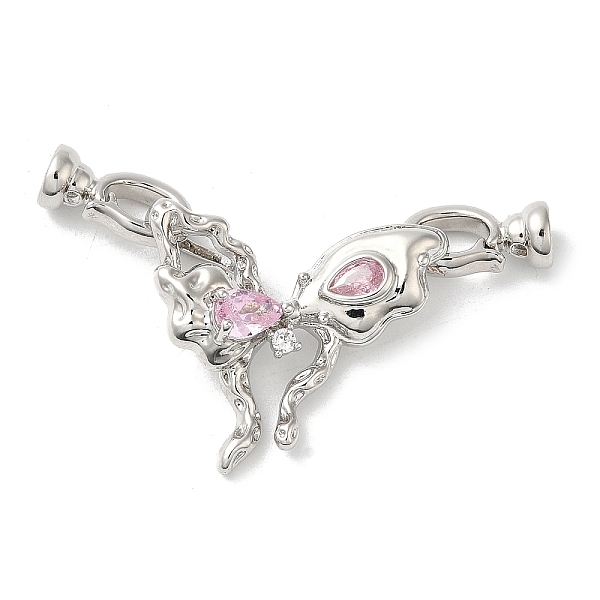

PandaHall Rack Plating Brass Pave Clear Cubic Zirconia Fold Over Clasps, with Pink Glass, Cadmium Free & Lead Free, Long-Lasting Plated...