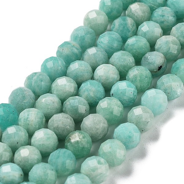 

PandaHall Natural Amazonite Beads Strands, Grade A, Faceted, Round, 7mm, Hole: 0.9mm, about 54~55pcs/strand, 15.20~15.31 inch(38.6~38.9cm)...