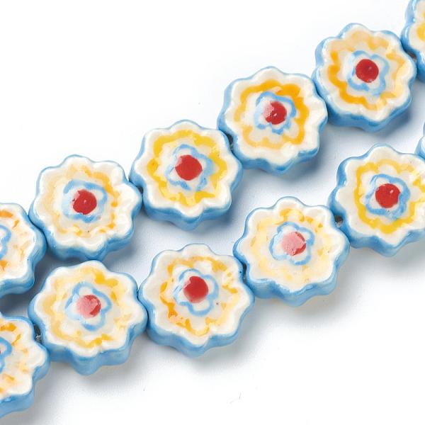 

PandaHall Handmade Porcelain Flower Beads Strands, Blue, 16x16x6mm, Hole: 2mm, about 20pcs/strand, 12.99 inch(33cm) Porcelain Flower Blue