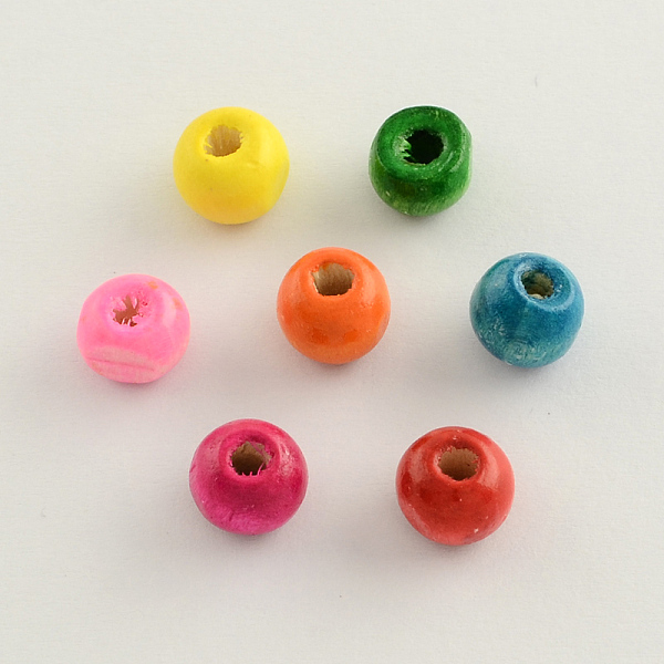 

PandaHall Dyed Natural Wood Beads, Round, Lead Free, Mixed Color, 14x13mm, Hole: 4mm, about 1200pcs/1000g Maple Wood Round Multicolor