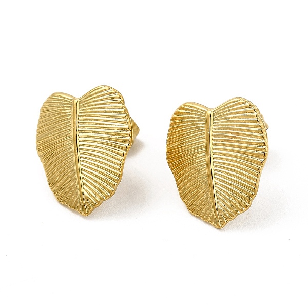 

PandaHall Ion Plating(IP) 304 Stainless Steel Stud Earrings for Women, Leaf, Real 18K Gold Plated, 16x14mm, Pin: 0.8mm 304 Stainless Steel...