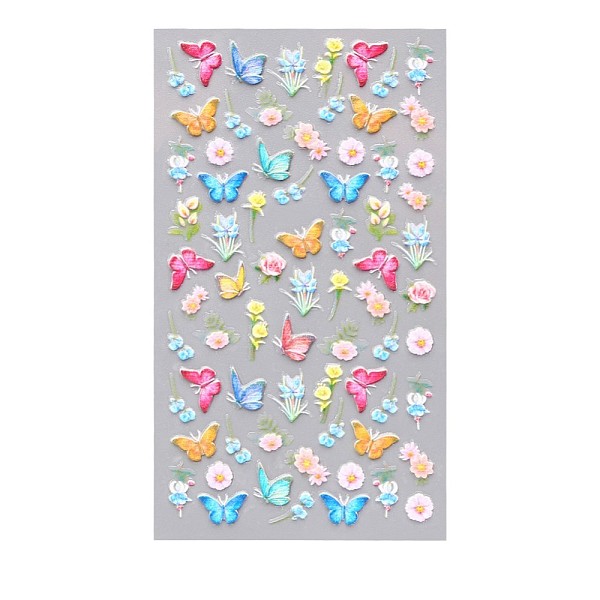 PandaHall 5D Watermark Slider Gel Nail Art, Butterfly & Flower Nail Art Stickers Decals, for Nail Tips Decorations, Cornflower Blue...