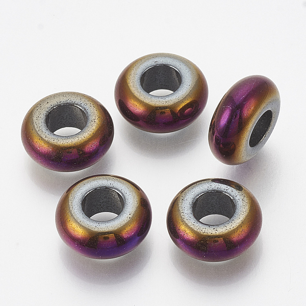 

PandaHall Electroplated Non-magnetic Synthetic Hematite Beads, Large Hole Beads, Rondelle, Purple Plated, 14x6mm, Hole: 6mm Non-magnetic...