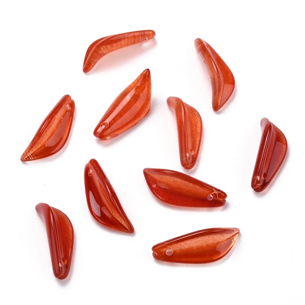 

PandaHall Transparent Glass Pendants, Petaline, Orange Red, 21.5x8x5mm, Hole: 1mm Glass Petaline