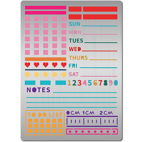 

PandaHall GORGECRAFT Journal Stencils Metal Weekly Plan Planner Stainless Steel Template Reusable Frame Schedule Lines List Diary Drawing...