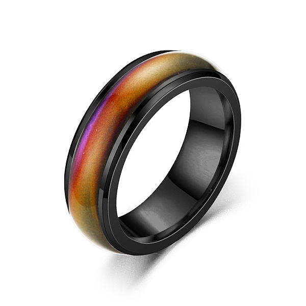 

PandaHall Mood Ring, Temperature Change Color Emotion Feeling Stainless Steel Plain Ring for Women, Black, US Size 10(19.8mm) Stainless...