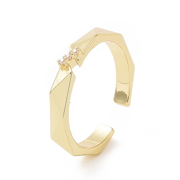 

PandaHall Clear Cubic Zirconia Open Cuff Ring, Brass Jewelry for Women, Golden, US Size 4 1/4(15mm) Brass+Cubic Zirconia Clear