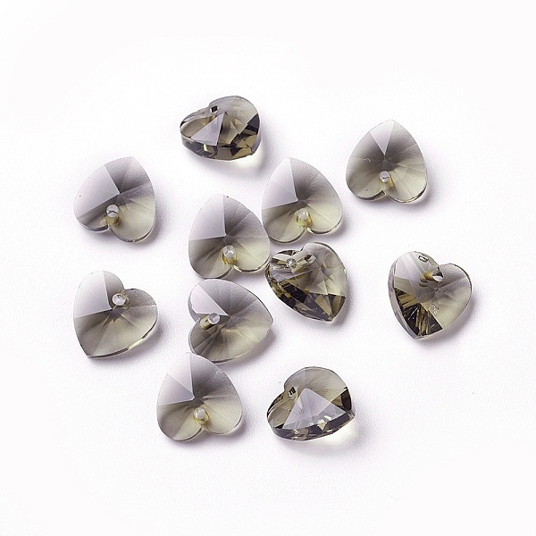 

PandaHall Romantic Valentines Ideas Glass Charms, Faceted Heart Pendants, Light Grey, 10x10x5mm, Hole: 1mm Glass Heart