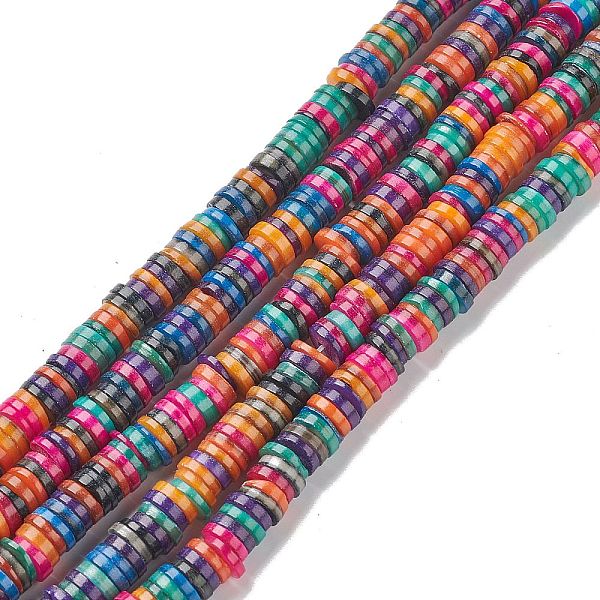 

PandaHall (Defective Closeout Sale: Fade), Natural Freshwater Shell Beads Strands, Dyed, Heishi Beads, Flat Round/Disc, Mixed Color..., Multicolor