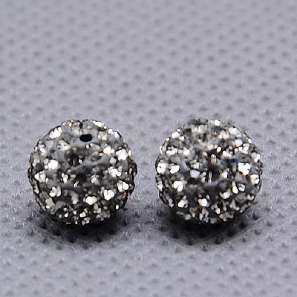 

PandaHall Czech Glass Rhinestone Beads, Pave Disco Ball Beads, Polymer Clay Inside, Half Drilled Round Beads, 215_Black Diamond, PP13..., Gray