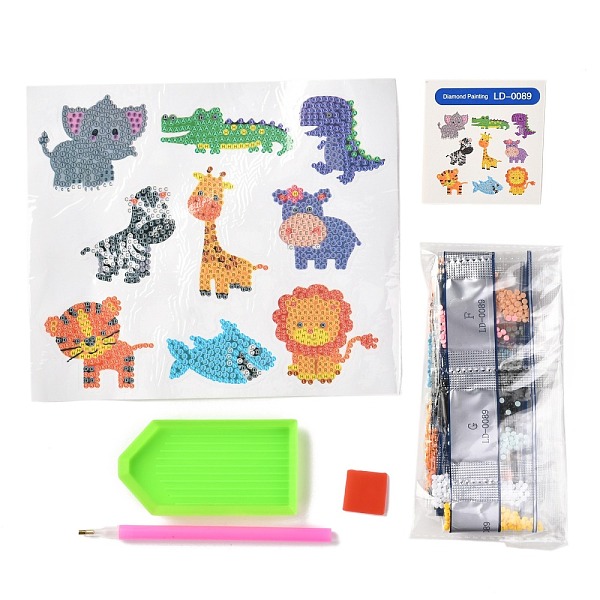 

PandaHall DIY Animal Theme Diamond Painting Stickers Kits For Kids, with Diamond Painting Stickers, Rhinestones, Diamond Sticky Pen, Tray..., Multicolor