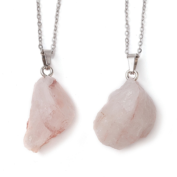 

PandaHall Rough Raw Natural Ferruginous Quartz Pendant Necklaces, 304 Stainless Steel Cable Chains Necklace for Women, 15.83 inch(40.2cm)...