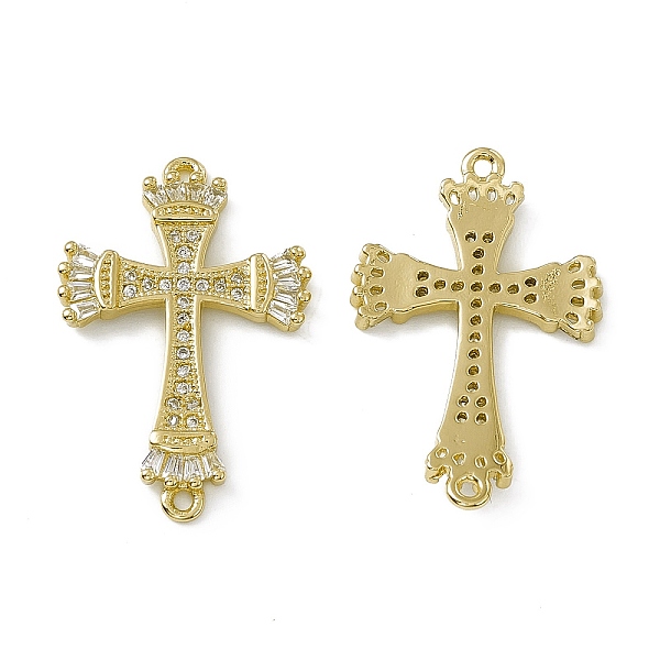 

PandaHall Rack Plating Brass Pave Clear Cubic Zirconia Connector Charms, Religion Cross Links, Brass Jewelry for Women, Cadmium Free & Lead...