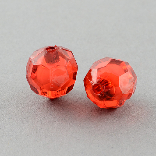

PandaHall Transparent Acrylic Beads, Bead in Bead, Faceted, Round, FireBrick, 15mm, Hole: 2mm, about 270pcs/500g Acrylic Round Red