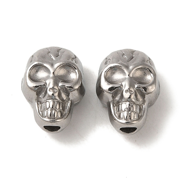 

PandaHall Halloween 304 Stainless Steel Beads, Skull, Stainless Steel Color, 11.5x9x7mm, Hole: 2mm 304 Stainless Steel Skull
