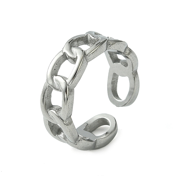 

PandaHall 304 Stainless Steel Open Cuff Ring, Hollow Curb Chain Shape Rings for Women, Stainless Steel Color, US Size 6 1/2(16.9mm), 6.5mm...