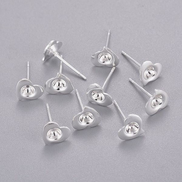 

PandaHall 304 Stainless Steel Stud Earring Settings, Heart, Silver, Heart: 7x7.5mm, Pin: 0.7mm, Tray: 3mm 304 Stainless Steel Heart