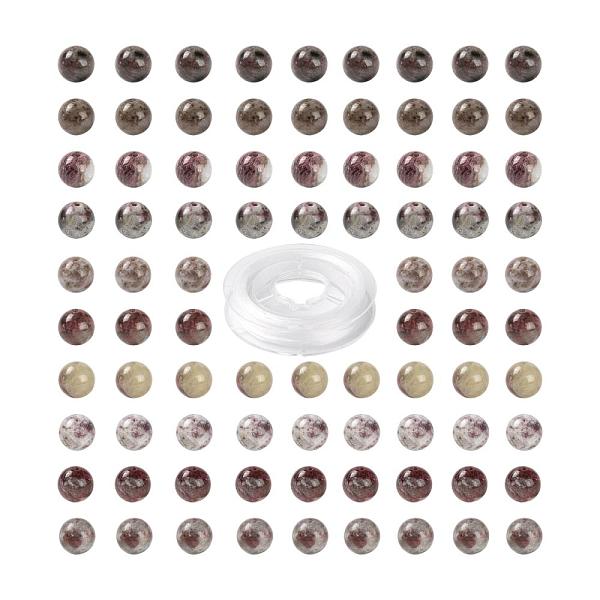 

PandaHall 100Pcs 8mm Natural Purple Red Tourmaline Round Beads, with 10m Elastic Crystal Thread, for DIY Stretch Bracelets Making Kits, 8mm...