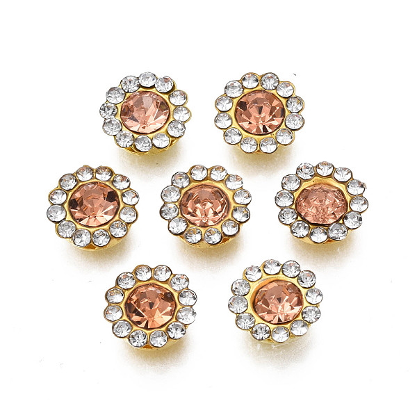 

PandaHall Sew on Rhinestone, Transparent Glass Rhinestone, with Iron Prong Settings, Faceted, Flower, Light Peach, 9x4mm, Hole: 1.2mm Glass..., Pink