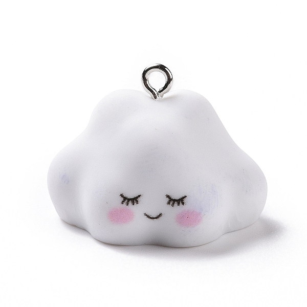

PandaHall Opaque Resin Pendants, Cartoon Cloud Charms, with Platinum Tone Iron Loops, White, 19.5x27x21mm, Hole: 2mm Iron+Resin Cloud White