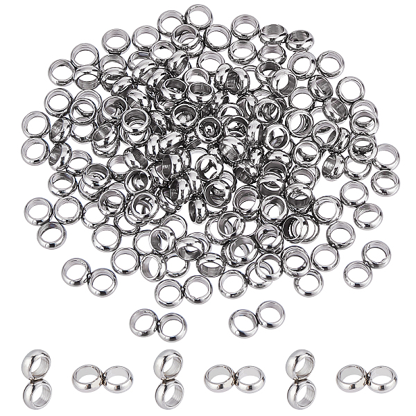 

PandaHall PH 100pcs Double Ring Spacer Beads Stainless Steel Spacer Bars 2-Hole Spacer Beads Double Ring Slider Beads for Leather Cord...