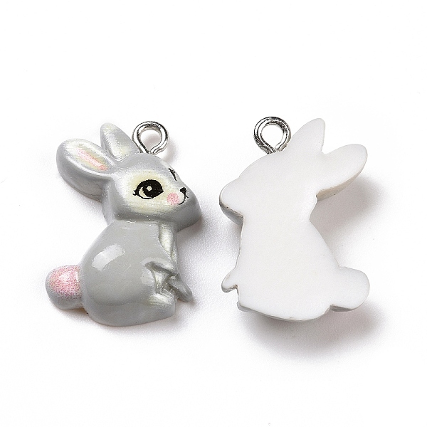 

PandaHall Opaque Resin Pendants, with Platinum Tone Iron Loops, Animals Charm, Gray, Rabbit Pattern, 22.5x15.5x6mm, Hole: 2mm Iron+Resin...
