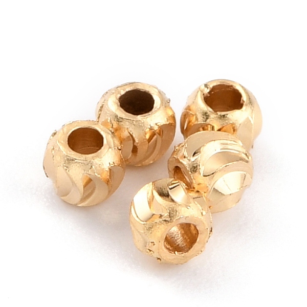 

PandaHall Brass Beads, Long-Lasting Plated, Corrugated Round, Real 24K Gold Plated, 2.3x2mm, Hole: 1mm Brass Round