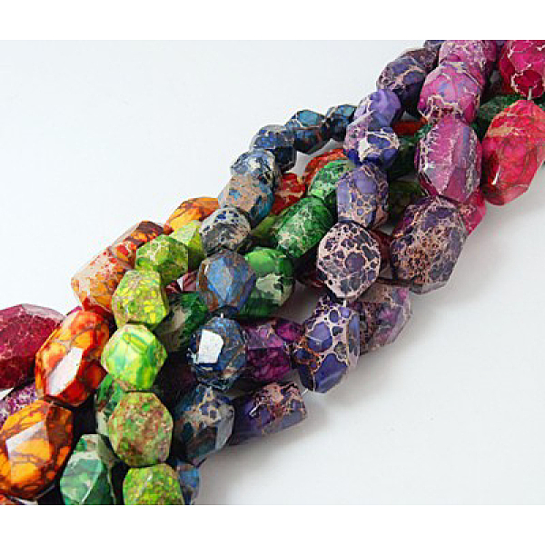 

PandaHall Natural Imperial Jasper Beads Strands, Dyed & Heated, Mixed Color, Faceted, Mixed Color, 17~46x13~21x13~21mm, Hole: 1mm, about..., Multicolor