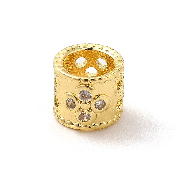 

PandaHall Brass Micro Pave Cubic Zirconia European Beads, Large Hole Beads, Column, Real 18K Gold Plated, 6.5x6mm, Hole: 4.5mm Brass Column..., Clear