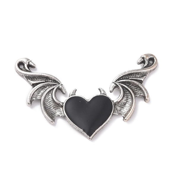 

PandaHall Alloy Emanel Big Pendants, Heart with Wing Charm, Antique Silver, Black, 34x54x3mm, Hole: 1.5mm Alloy+Enamel Heart Black